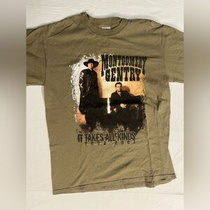 Montgomery Gentry Tour 2007 T Shirt Mens Medium Brown Country Band Tee